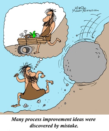 Humor - Cartoon: Many process improvement ideas are discovered by mistake...